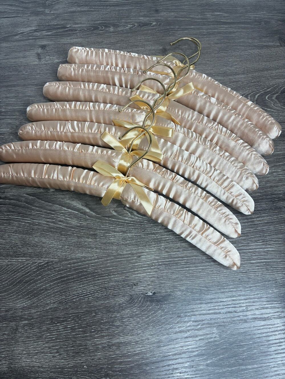 Gold Padded Hangers Set of Seven (7) With Gold Bows Lingerie